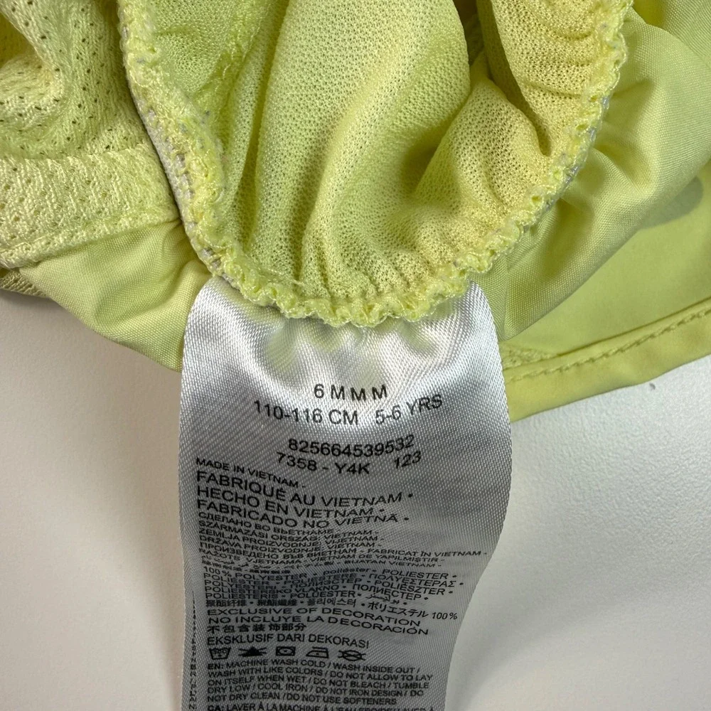 Nike‎ Girls Size 6 Tempo Running Shorts Yellow Mesh Dri Fit Athletic Sporty